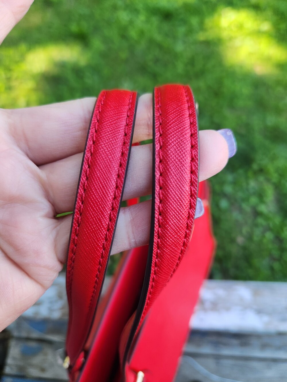 Michael Kors Red Saffiano Leather Tote - Picture 9 of 12